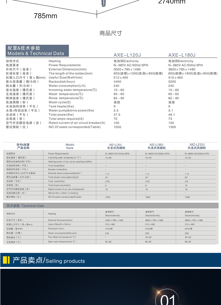 金甲長龍式全自動蒸汽洗碗機L120J大型商用酒店食堂學校廚房用