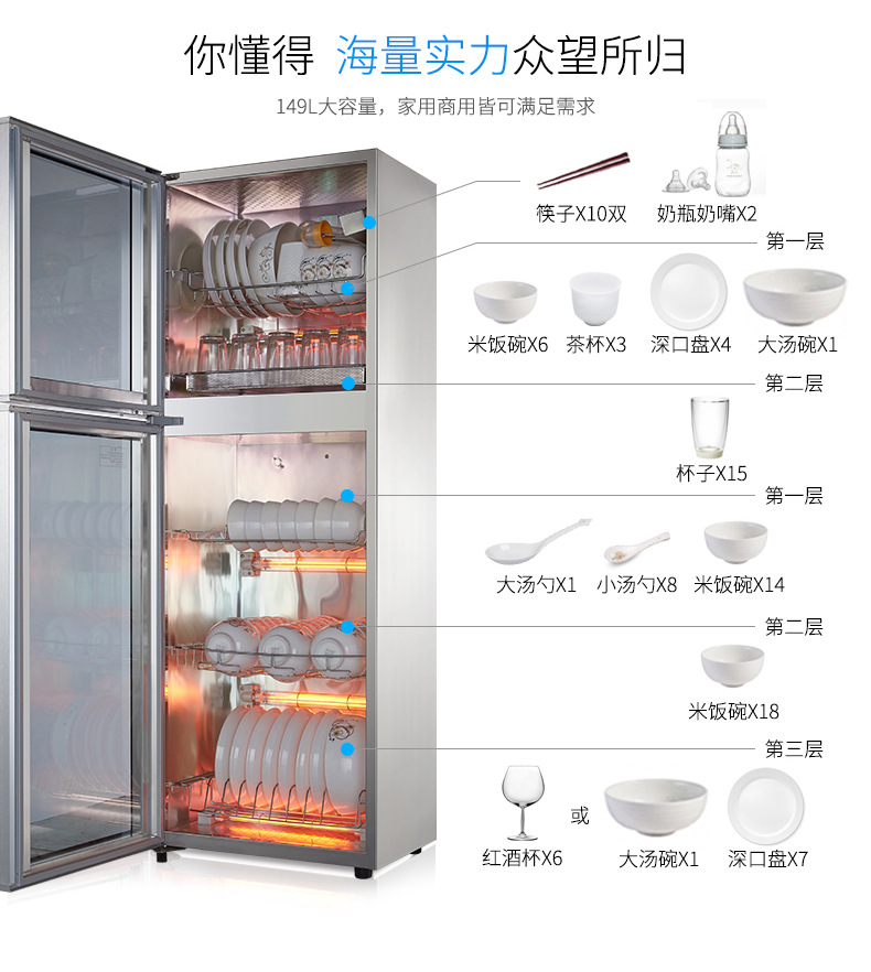 ZTD268K-2U 消毒柜立式雙門家用商用飯店大容量消毒柜