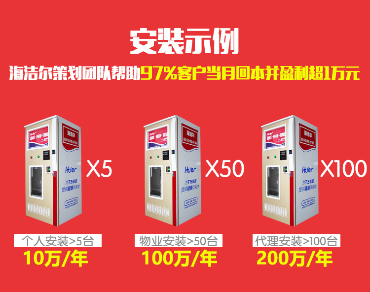 海潔爾自動售水機400加侖小區刷卡投幣售水機農村社區商用凈水器