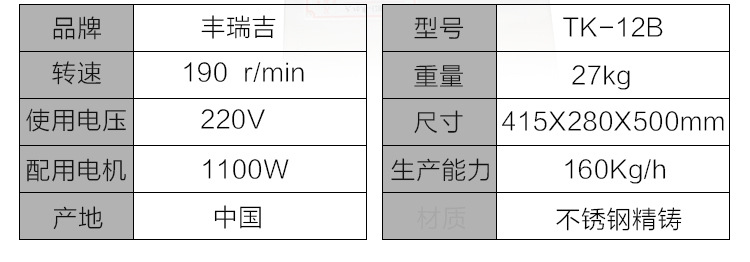 豐瑞吉 22型（12型B）電動商用多功能不銹精鑄鋼灌腸絞牛肉絞肉機