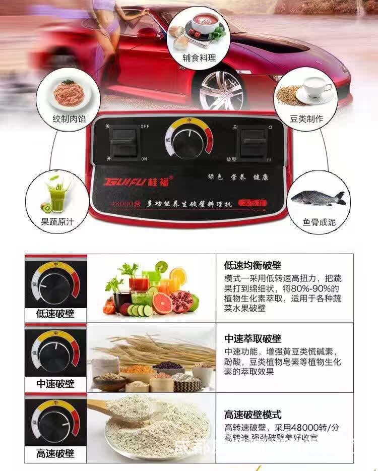 大功率商用破壁料理機家用現(xiàn)磨豆?jié){機碎冰沙家用電器攪拌會銷禮品