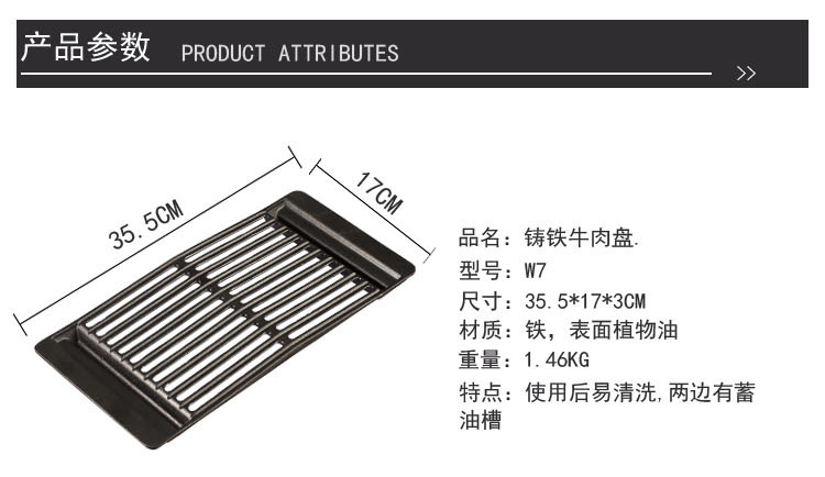 柯曼鑄鐵牛肉盤 x-two燒烤爐配件 表面植物油處理 安全健康
