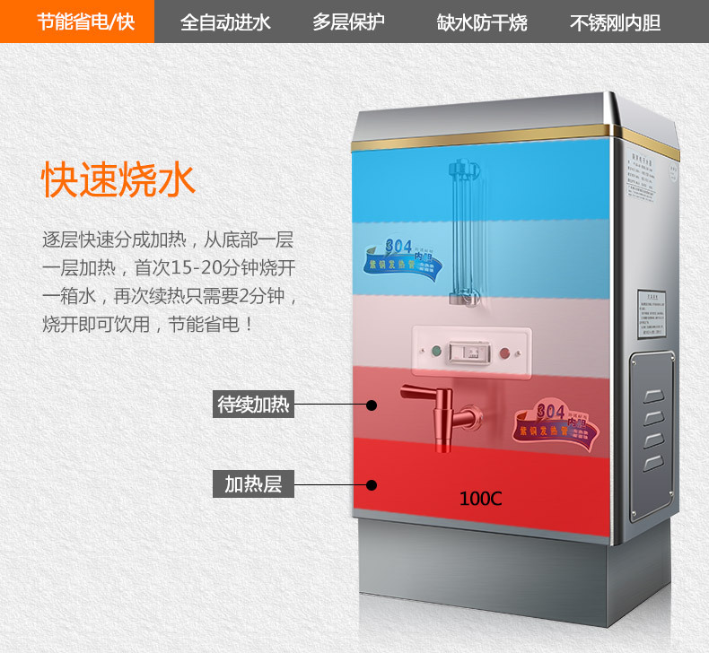 悍舒全自動不銹鋼商用電熱開水器 熱水器 開水機開水爐包郵批發