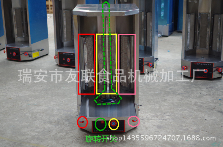 商用三控燃?xì)饪救鈾C(jī)土耳其烤肉機(jī)巴西自動(dòng)烤肉爐旋轉(zhuǎn)烤爐中東燒