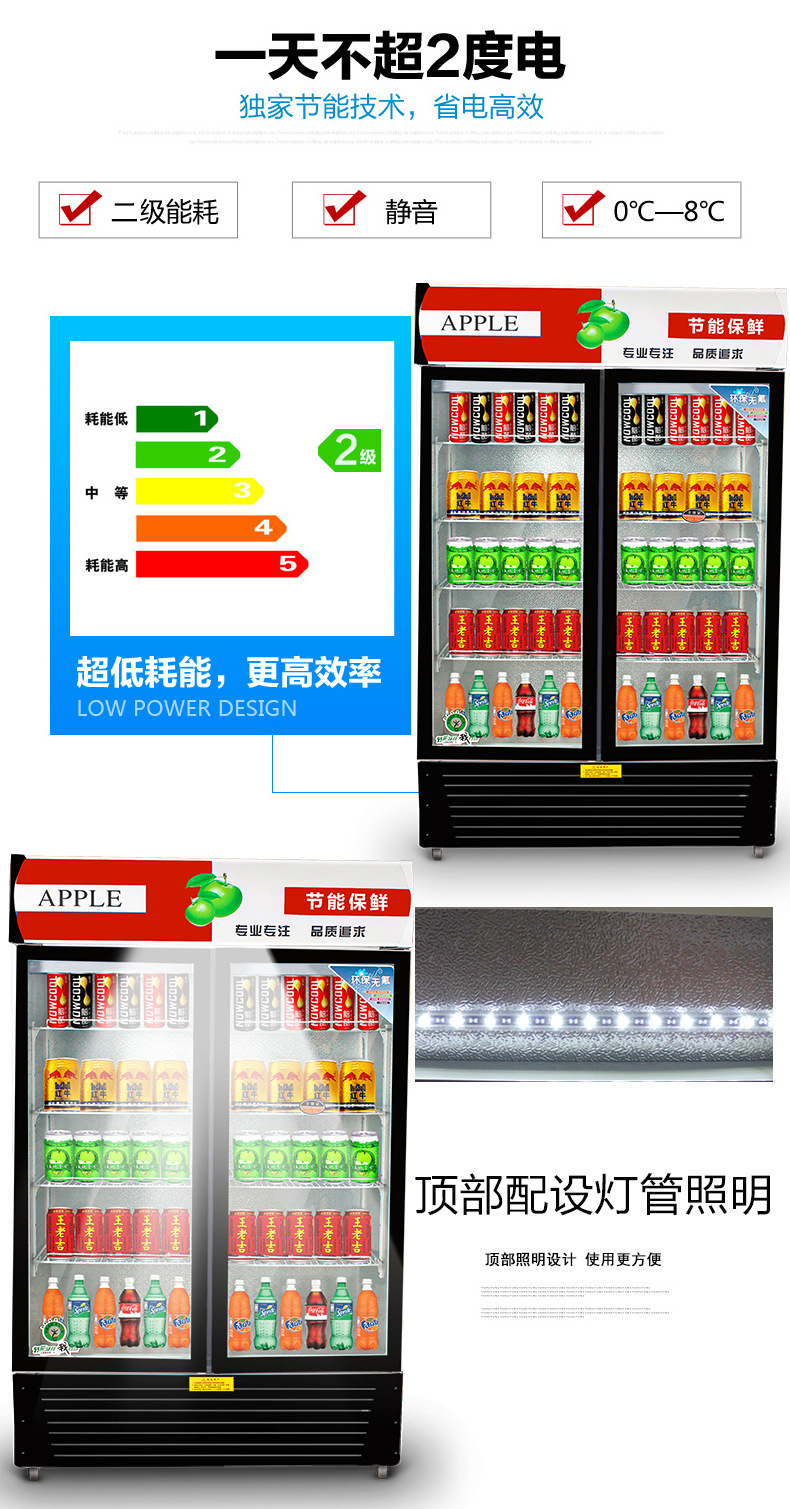 艾拓展示柜冷藏立式雙門超市飲料柜冰柜雙開門冷藏保鮮柜商用冰箱