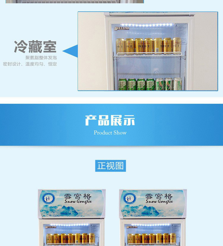 雪展示柜冷藏柜立式商用飲料冰箱啤酒飲品水果保鮮柜飲料柜單門