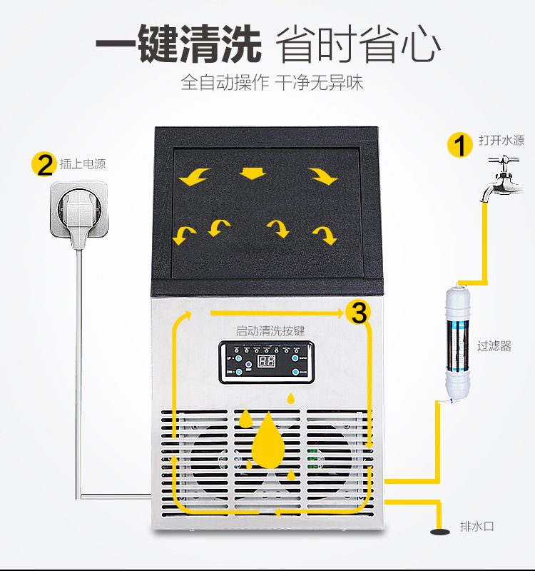 商用大功率制冰機全自動智能制冰商用奶茶店酒吧KTV桶裝50KG