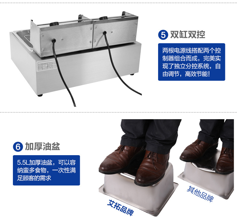 艾拓電炸爐 油炸鍋商用 油條機薯塔機油炸爐 炸薯條機 雙缸電炸鍋