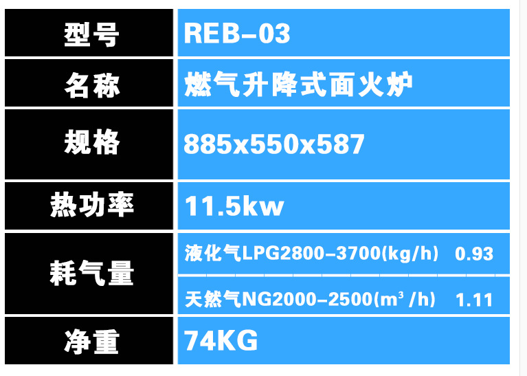 REB-03 燃?xì)馍凳矫婊馉t 紅外線面火爐火 商用臺式面火爐