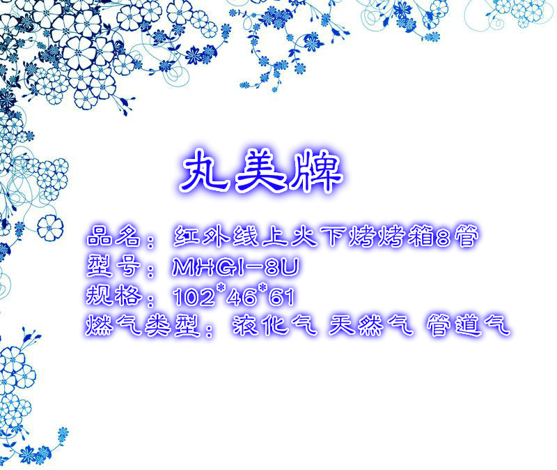 2014 熱款丸美牌商用烤魚(yú)爐 8頭燃?xì)饧t外線面火爐 上火下烤式烤箱