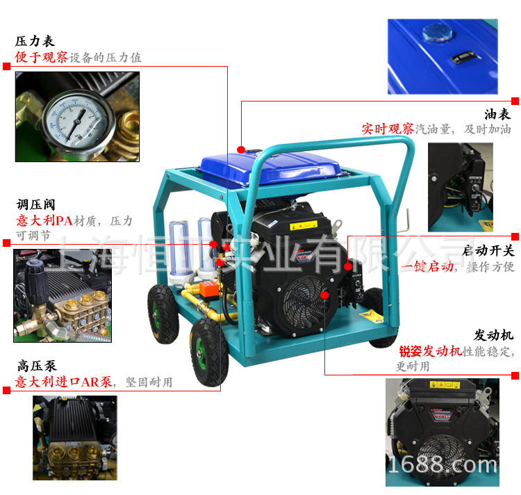 下水道疏通機(jī)、市政、物業(yè)使用43升/分管道清洗機(jī)高壓疏通機(jī)