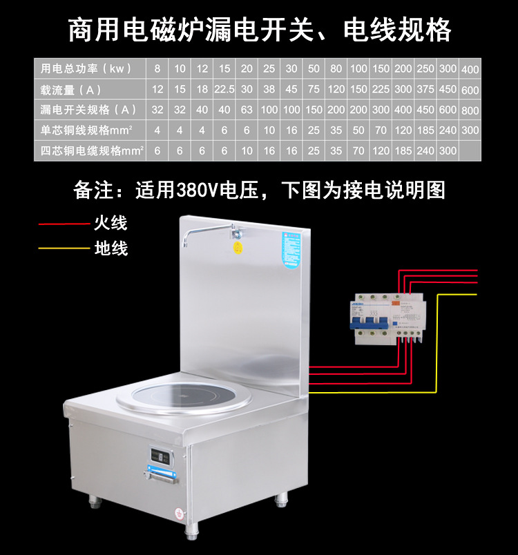 15KW大功率商用電磁爐灶 12KW單頭電磁煲湯爐 餐飲廚房專業矮湯爐