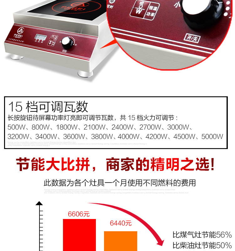 半角商用電磁爐5000w大功率電磁灶5kw電炒鍋飯店平面大炒爐煲湯爐