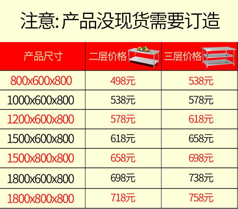 睿美組裝雙層三層工作臺 不銹鋼操作臺 奶茶柜 廚房設(shè)備打荷臺