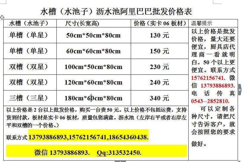 阿里巴巴水槽批發價格