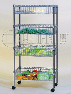 廚房電鍍鉻置物架四層置物架蔬菜架水果架廠家批發價