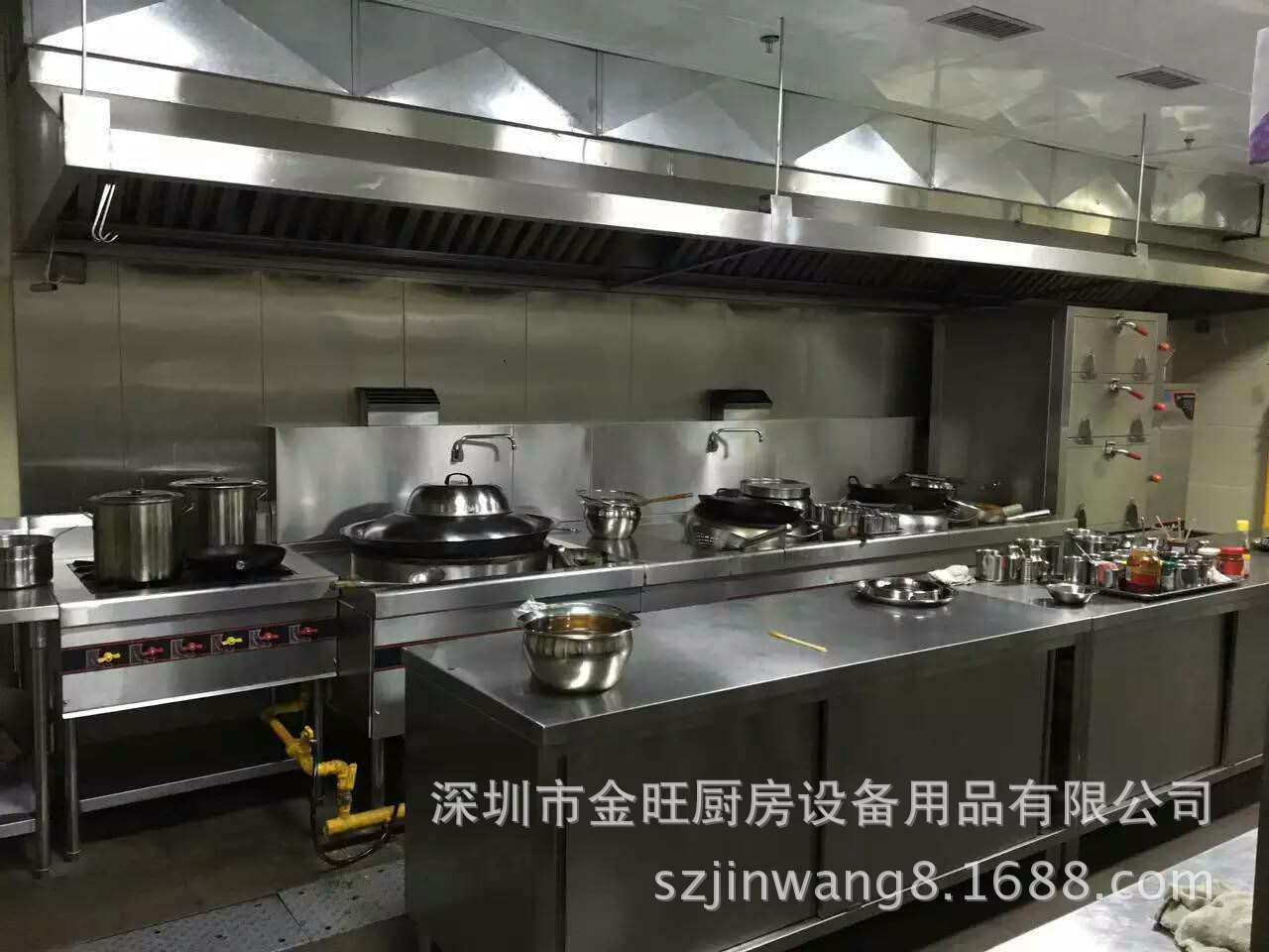 深圳商用廚房設(shè)備廠家 飯店廚房工程安裝 不銹鋼煙罩定制